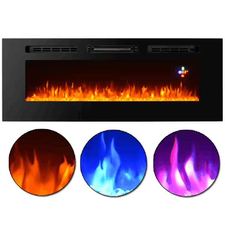 Flame Wall mounted recessed electric fireplace